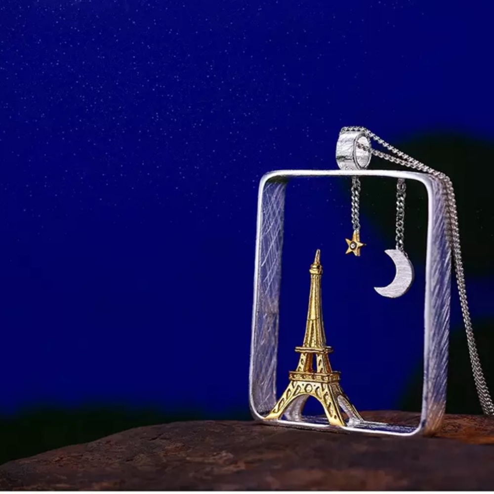 Artisan Handmade 925 Silver The Zenovia Paris Eiffel Tower Necklace - Picture 7 of 8
